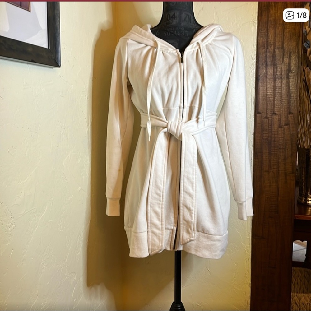 Victoria’s Secret Plush and Lush Women's Cream Hoodie Sweatshirt Jacket Dress S